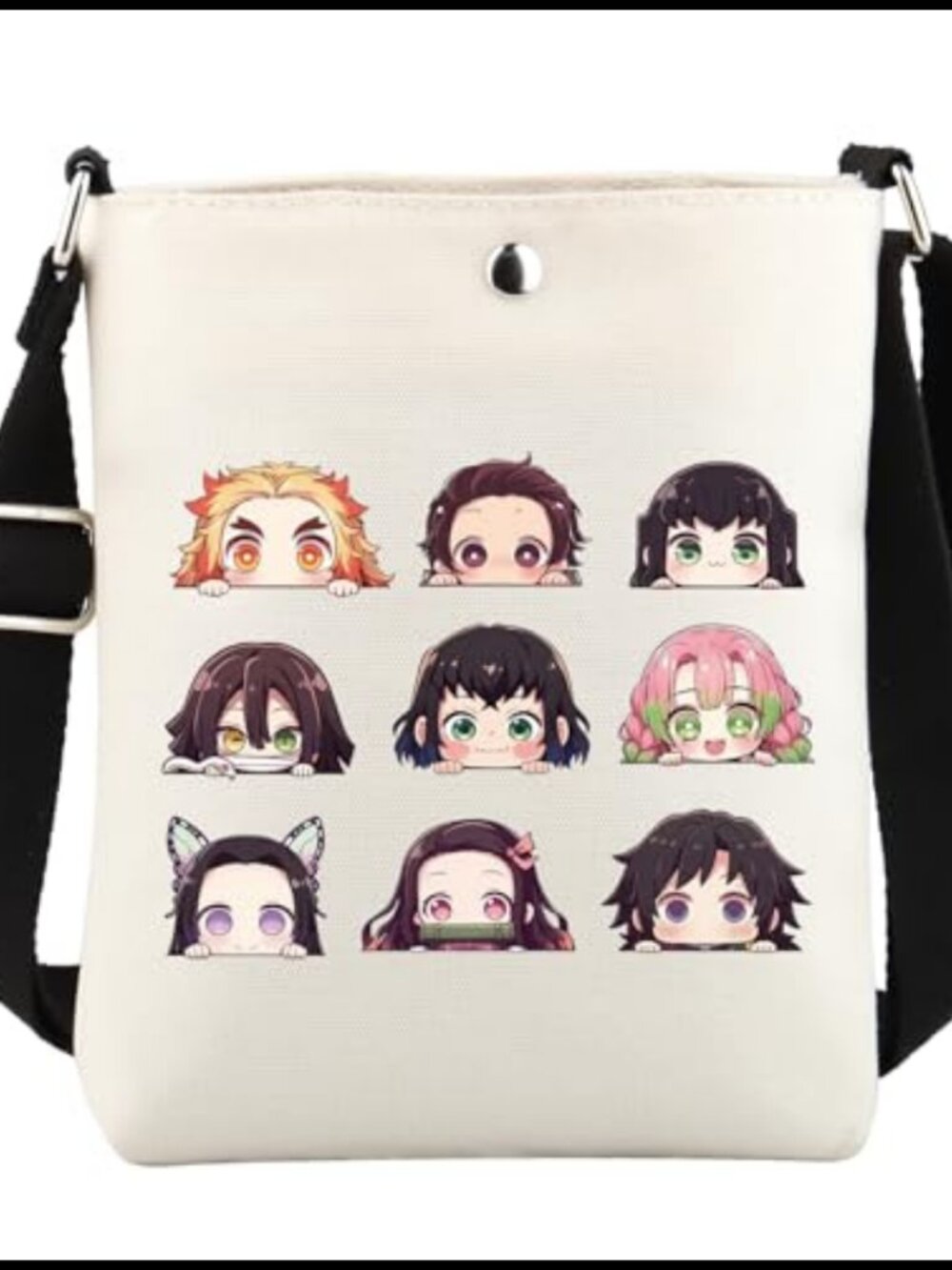 Anime Themed Canvas Crossbody Bag Adjustable Strap Sling Purse